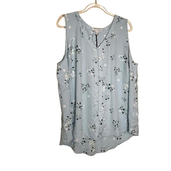 41 Hawthorn Sleeveless V-Neck Blouse Women’s Size 2X Blue Floral Print NWT - Picture 2 of 7